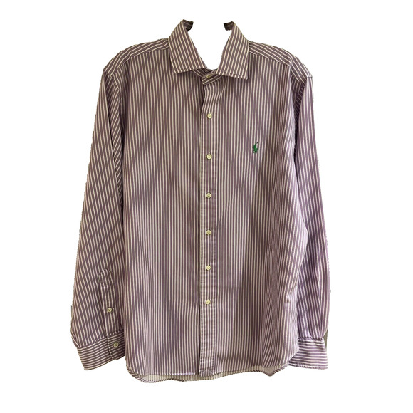 Ralph Lauren Classic Fit Men's Dresst Shirt M Lilac with White Pin stripes A+ - Picture 1 of 4